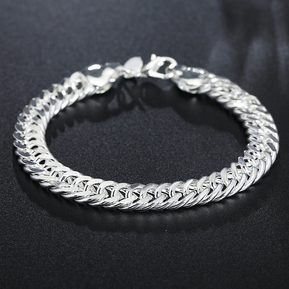 1729765008_973_Promotion-100-Authentic-925-Sterling-Silver-Women-Chain-Bracelet-10MM-Wholesale-Fashion-Men-s-Jewelr Promotion 100% Authentic 925 Sterling Silver Women Chain Bracelet 10MM Wholesale Fashion Men's Jewelry Silver Men Bracelet