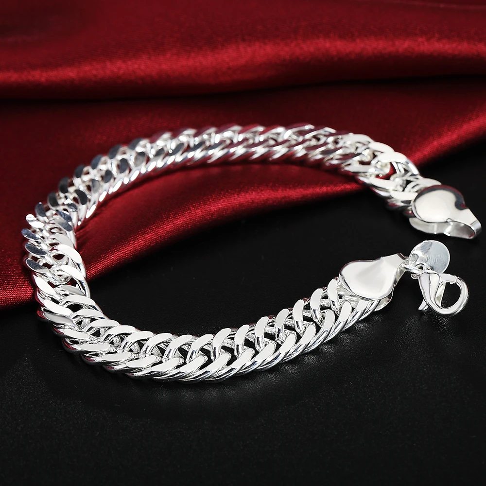 1729765009_86_Promotion-100-Authentic-925-Sterling-Silver-Women-Chain-Bracelet-10MM-Wholesale-Fashion-Men-s-Jewelr Promotion 100% Authentic 925 Sterling Silver Women Chain Bracelet 10MM Wholesale Fashion Men's Jewelry Silver Men Bracelet