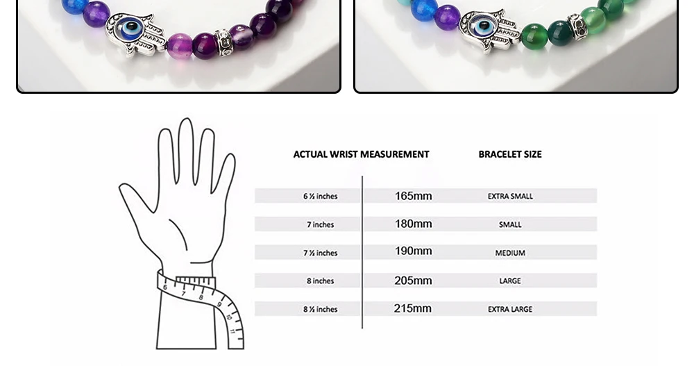 Sd35ac3ff18154859a3c46da95d6e66a1y 6mm 7 Chakra Beads Bracelets Lucky Evil Eye Hand Of Fatima Women Men Natural Lava Stone Agates Bracelet & Bangle Prayer Jewelry