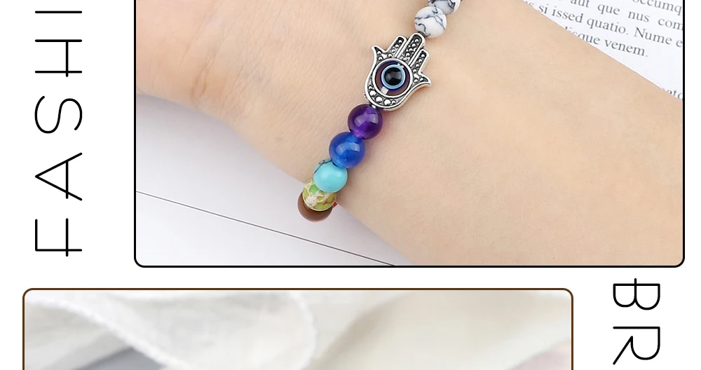 Sd5ad10674fda4a448bd8315c4ed1aaccg 6mm 7 Chakra Beads Bracelets Lucky Evil Eye Hand Of Fatima Women Men Natural Lava Stone Agates Bracelet & Bangle Prayer Jewelry