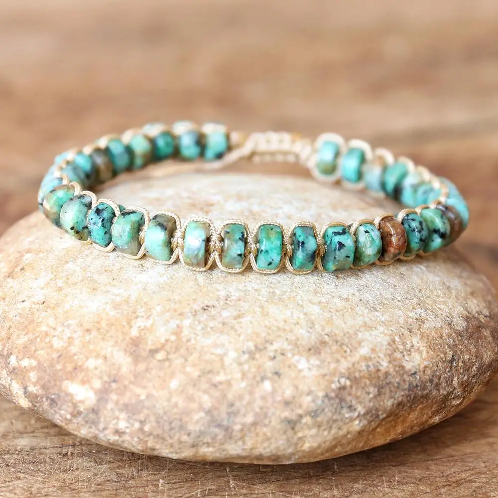 Se5a4bdcf2986462c9b87c8cfbefbdb6eb 3*6mm African Jasper Beads Braided Bracelet DIY Handmade Woven Natural Stone Boho Yoga Charm Bracelet Women Men Fashion Jewelry